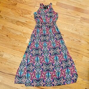 Xhilaration Size M Maxi Dress Neon Geometric Pattern Tank Casual Party Quirky